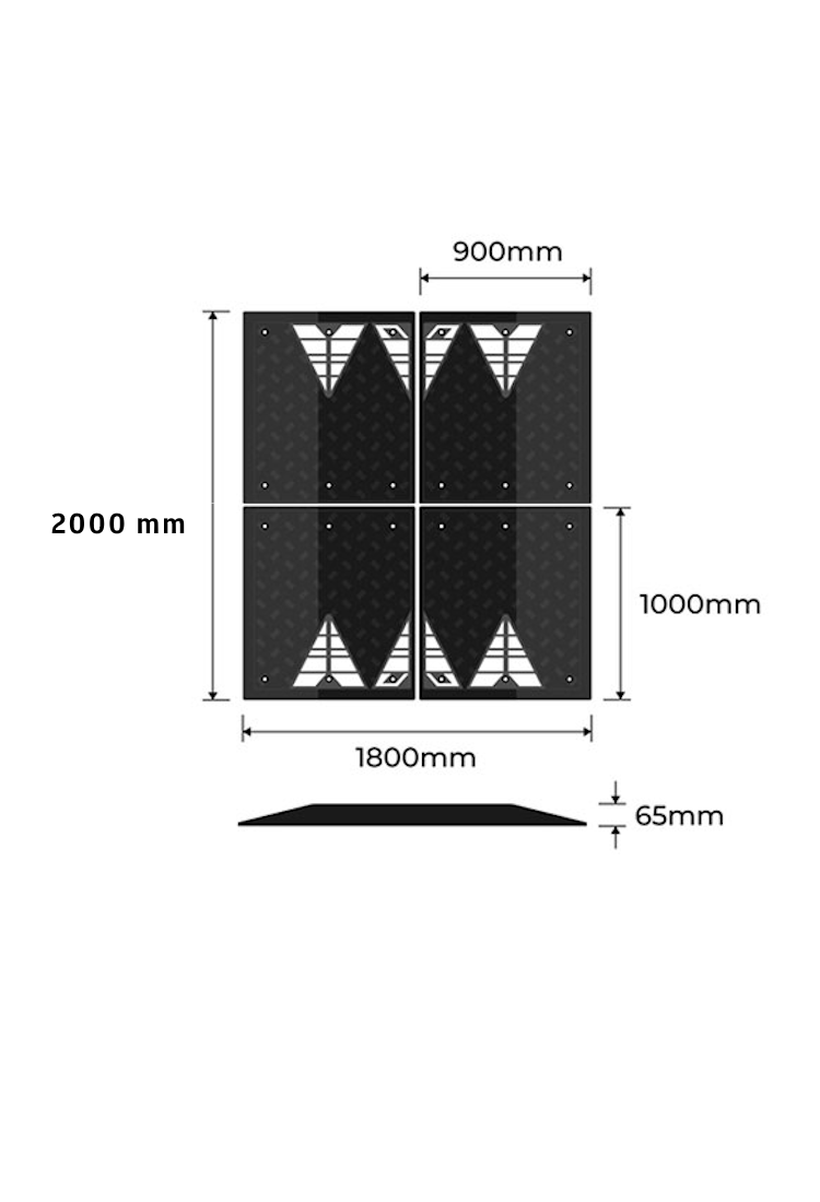 Coussin berlinois ralentisseur 2 m x 1.8 m - Noir